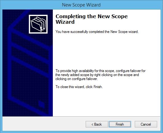 Completing the New Scope Wizard