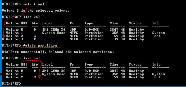 Delete a Partition with Command