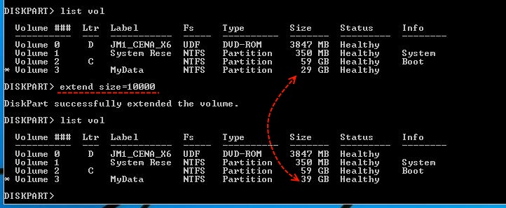 Extend a Partition