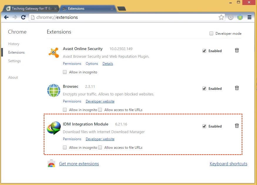 Integrate IDM with Browsers
