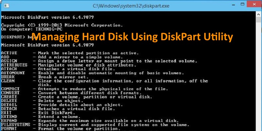 Manage Hard Disk using Diskpart Utility