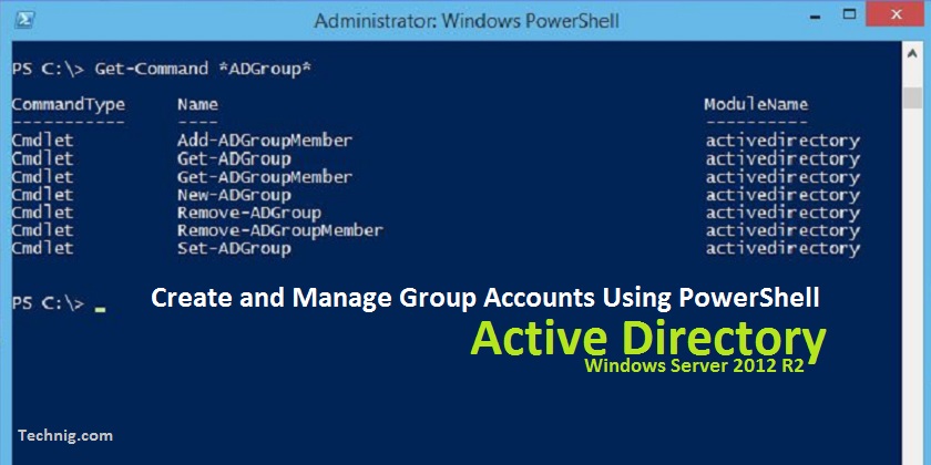 Create and Manage group accounts in active directory Using Windows PowerShell
