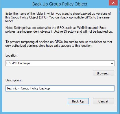 Group Policy Object Backup Location
