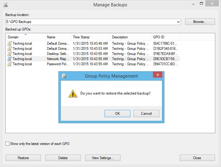 Backup and Restore Group Policy Object - Technig