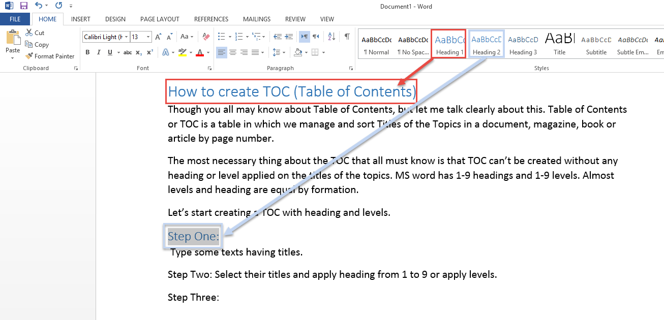 Applying Headings to titles