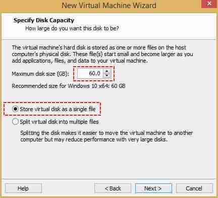 Specify Disk Capacity