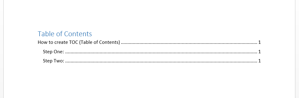 TOC Created