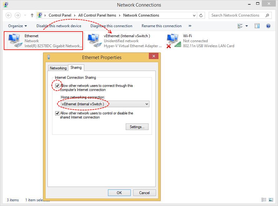 Configure Hyper-v Internet Connection Sharing - Technig