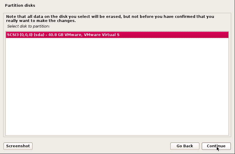 All data will be erased from the disk