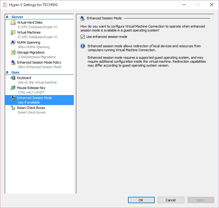 Hyper-V Settings