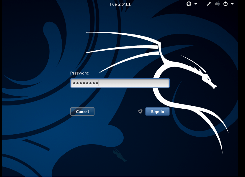 Kali Linux Login Page