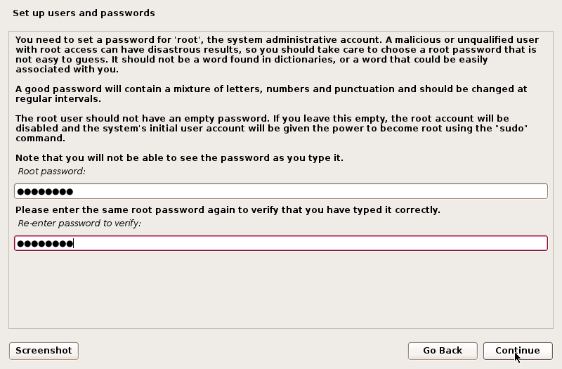 Set up Users name and Passwords