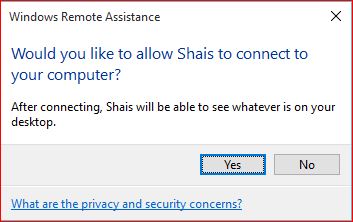 Remote Assistance Message