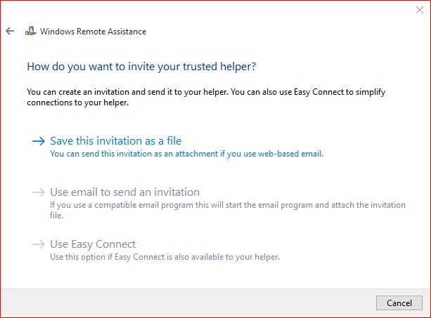 Save Remote Assistance Invitation
