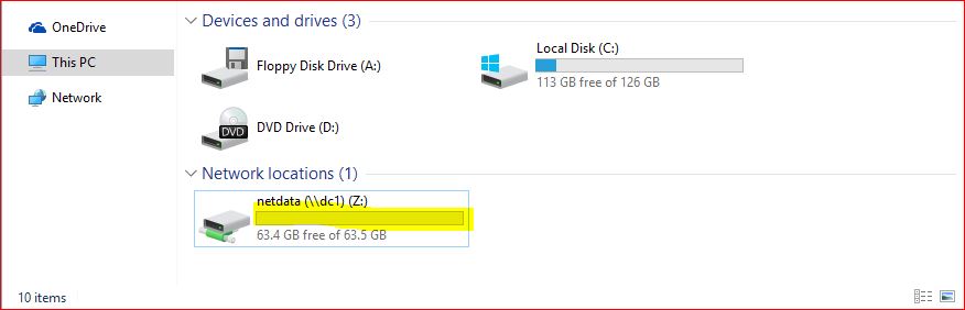 A Shortcut drive to shared folder