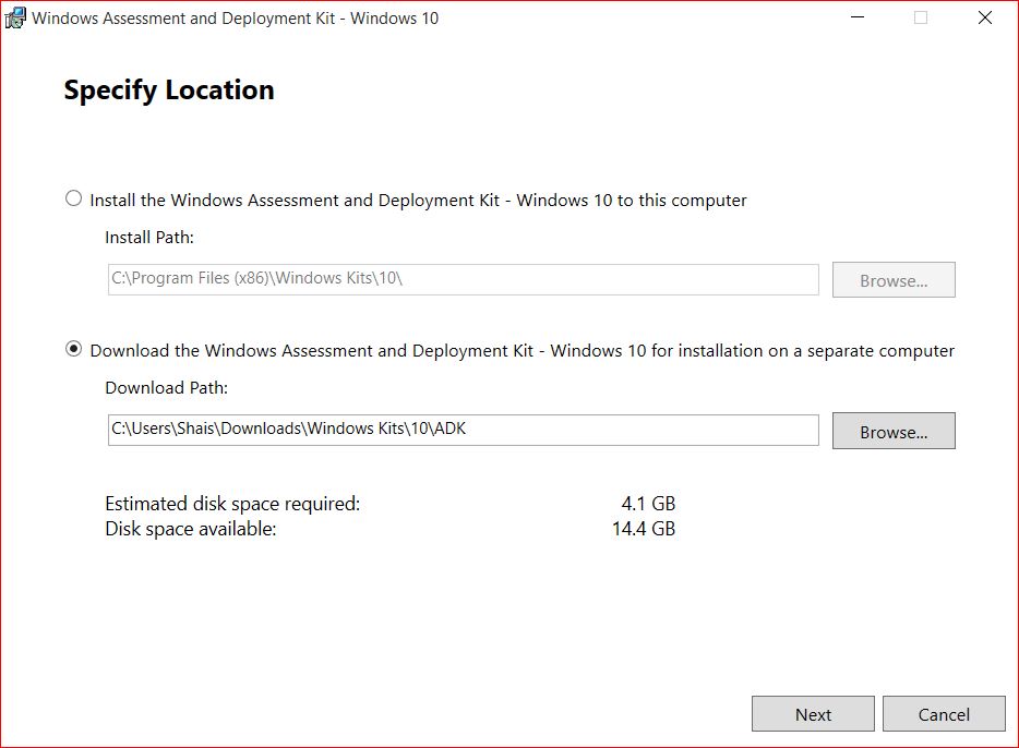 Download Windows Assessment and Deployment Kit for Windows 10
