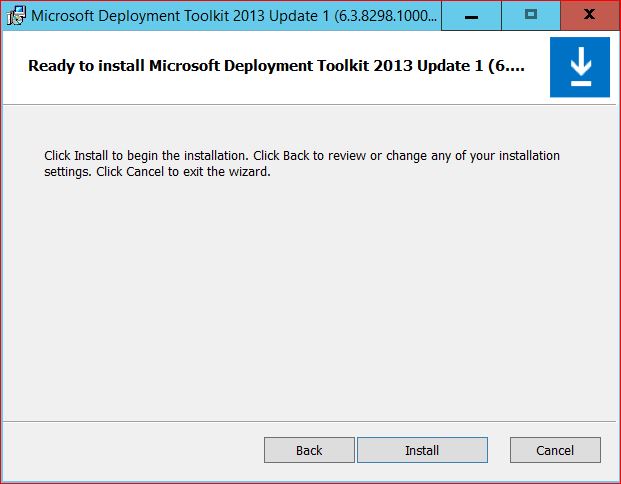 Ready to Install Microsoft Deployment Toolkit