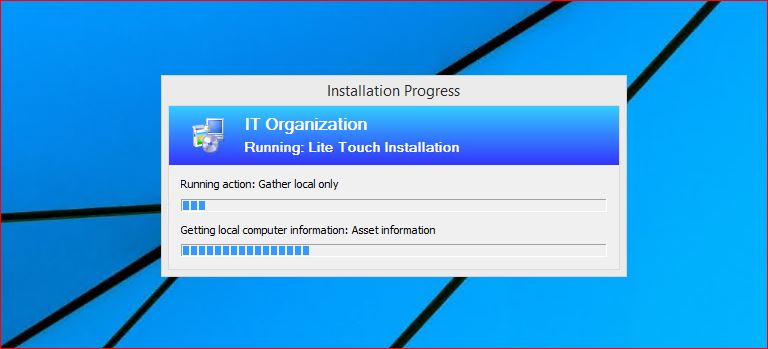 Running Lite Touch Installation to Upgrade to Windows 10