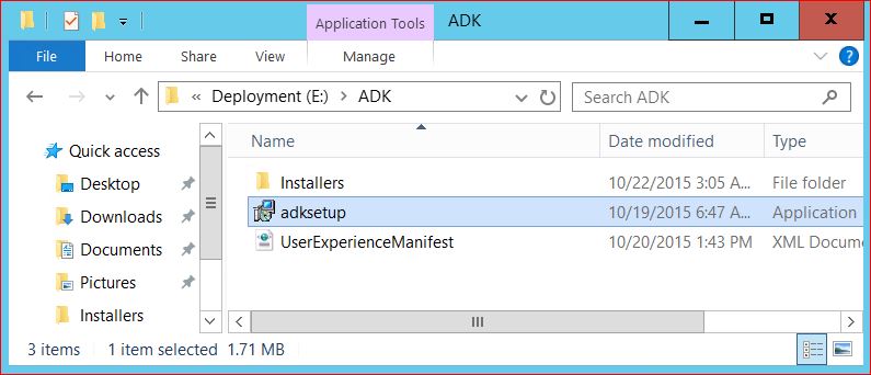 Windows ADK Downloaded Files