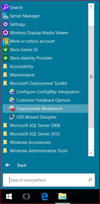 Windows Server 2016 Start Menu