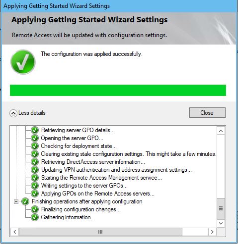 Configure DirectAccess VPN applied successfully