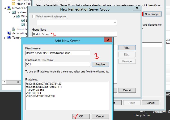 NAP Remediation Server Group