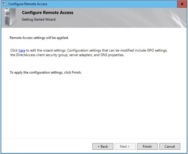 Remote Access Settings will be applied