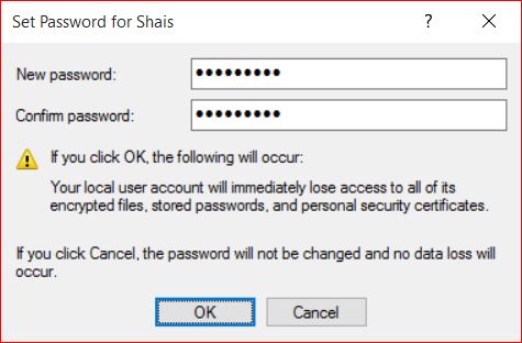 Set Password to Windows User Account