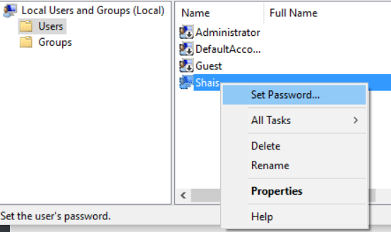 Set Password to a User Account