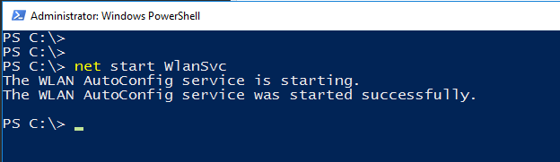 Start Wireless Lan Services with Net Start Command
