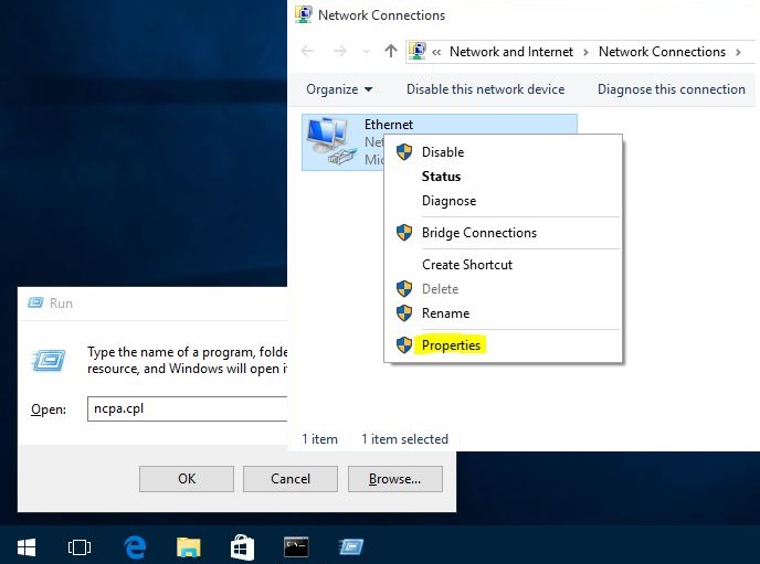 Configure Windows 10 Network