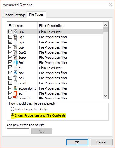 Index Properties and File Contents