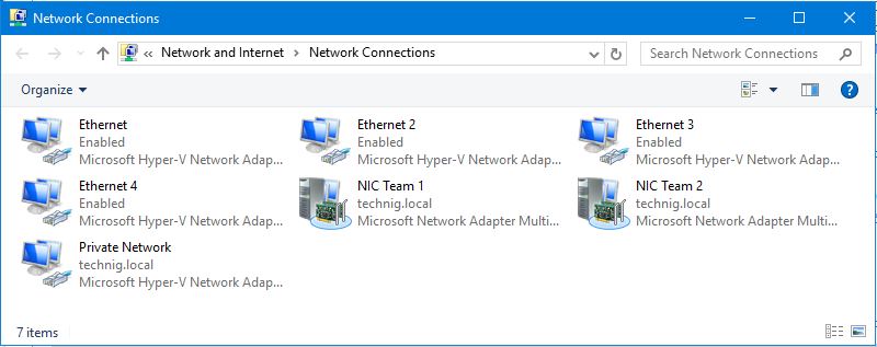 Network Connections - Configure NIC Teaming