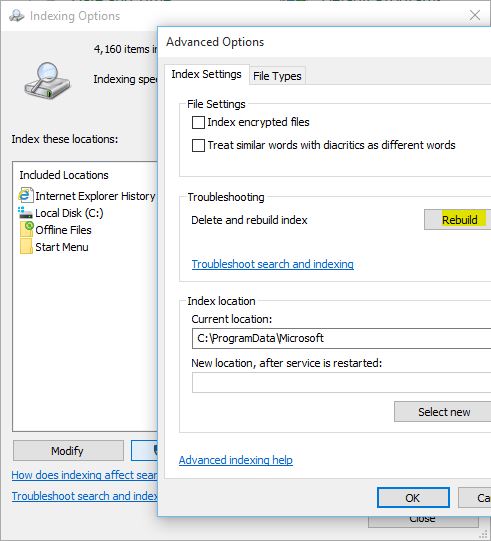 windows 10 indexing