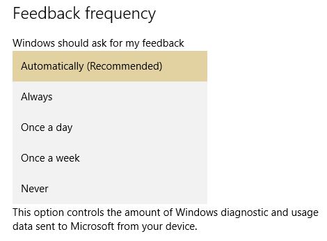 Windows 10 Feedback Frequency