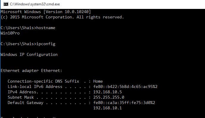 Windows 10 IP Configuration