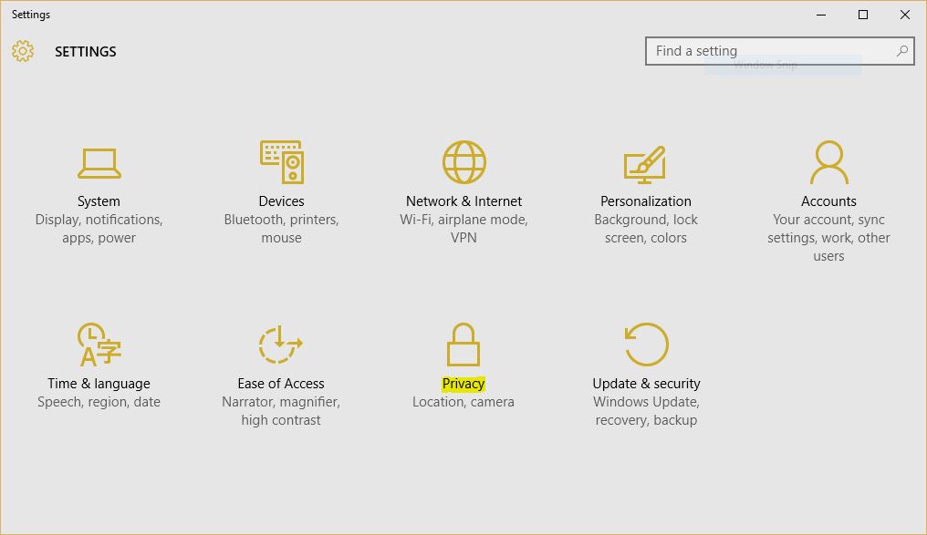Windows 10 Settings - Privacy - Personal Data Microsoft Collect with Windows 10