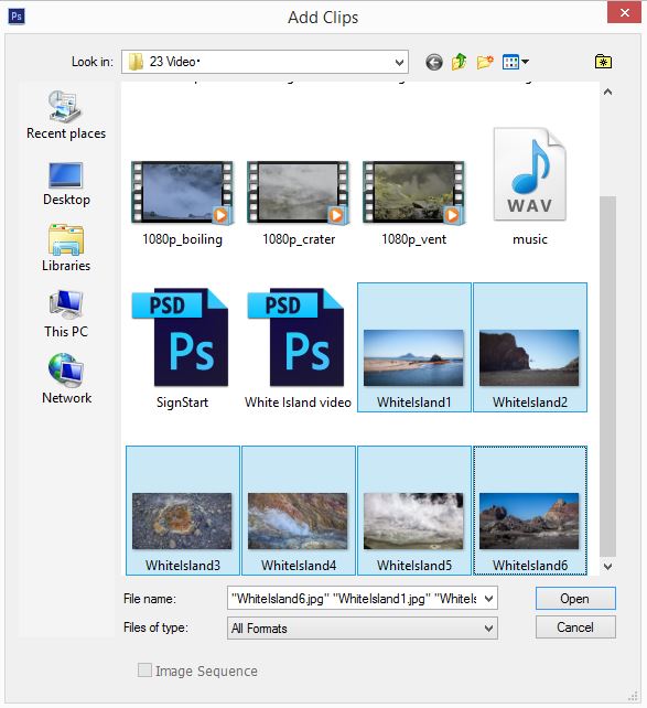 Open dialog box to create Slideshow using Photoshop 