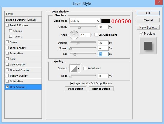 Drop Shadow Settings