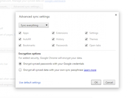 Advanced sync settings