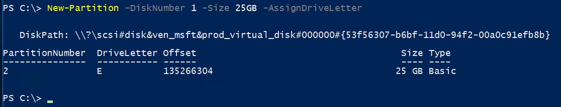 Create New Partition with PowerShell