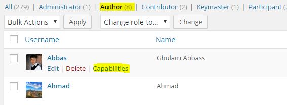Edit WordPress Author Roles