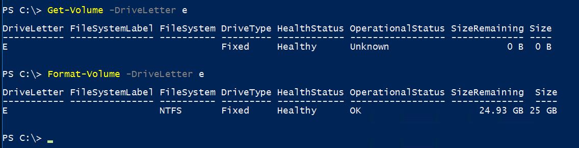 Format Volume with PowerShell