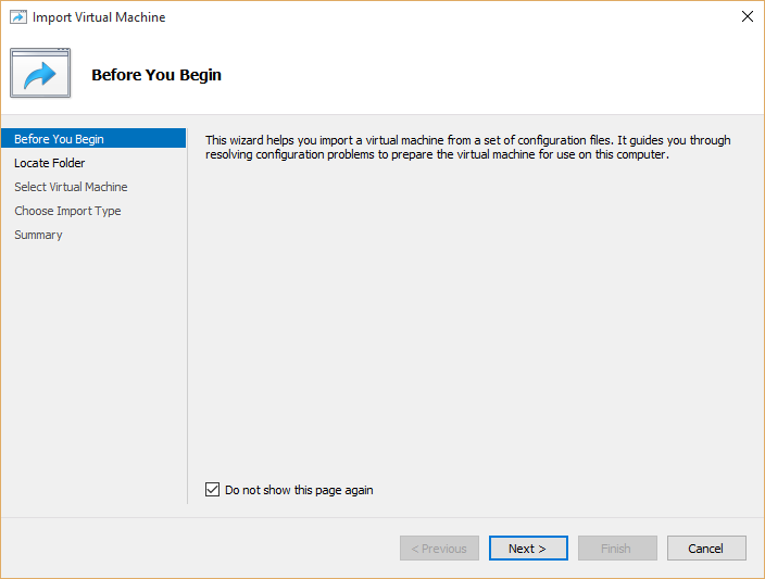 Import Hyper-v virtual Machines Wizard