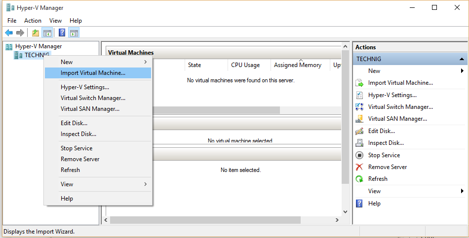 Import Virtual Machine to Hyper v Server