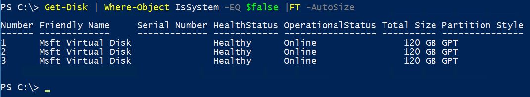 List non System Hard disks