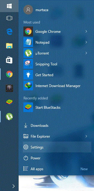 Open Start menu and select Settings Open Start menu and select Settings