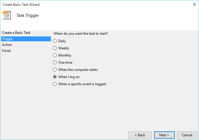 Open when a user log on