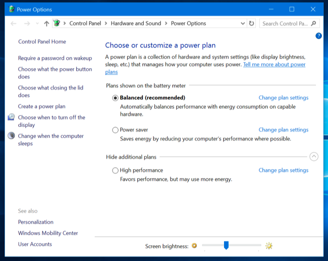 Configure Windows Power Options