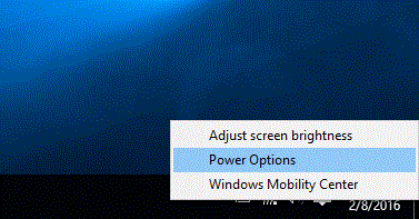 Opening Power Options